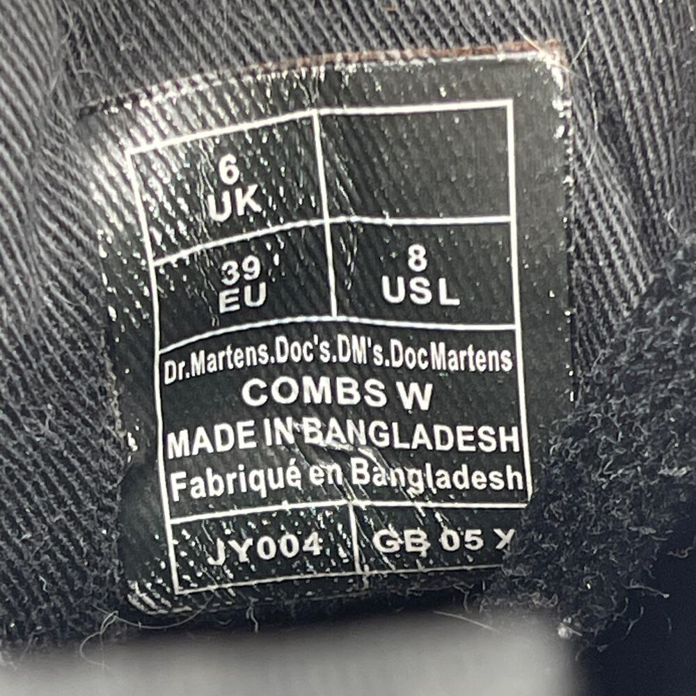 Dr Martens Combs W Boots Womens Size 8 Air Wair Black Lace Up Combat Ankle Shoes - Picture 8 of 9